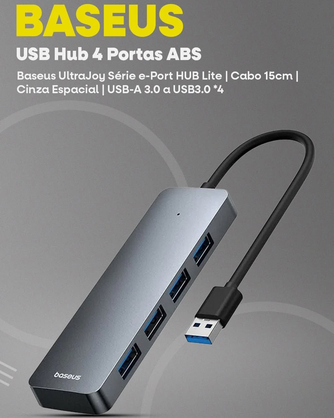 Hub USB 4 em 1 Baseus de Alta Velocidade com Múltiplas Portas