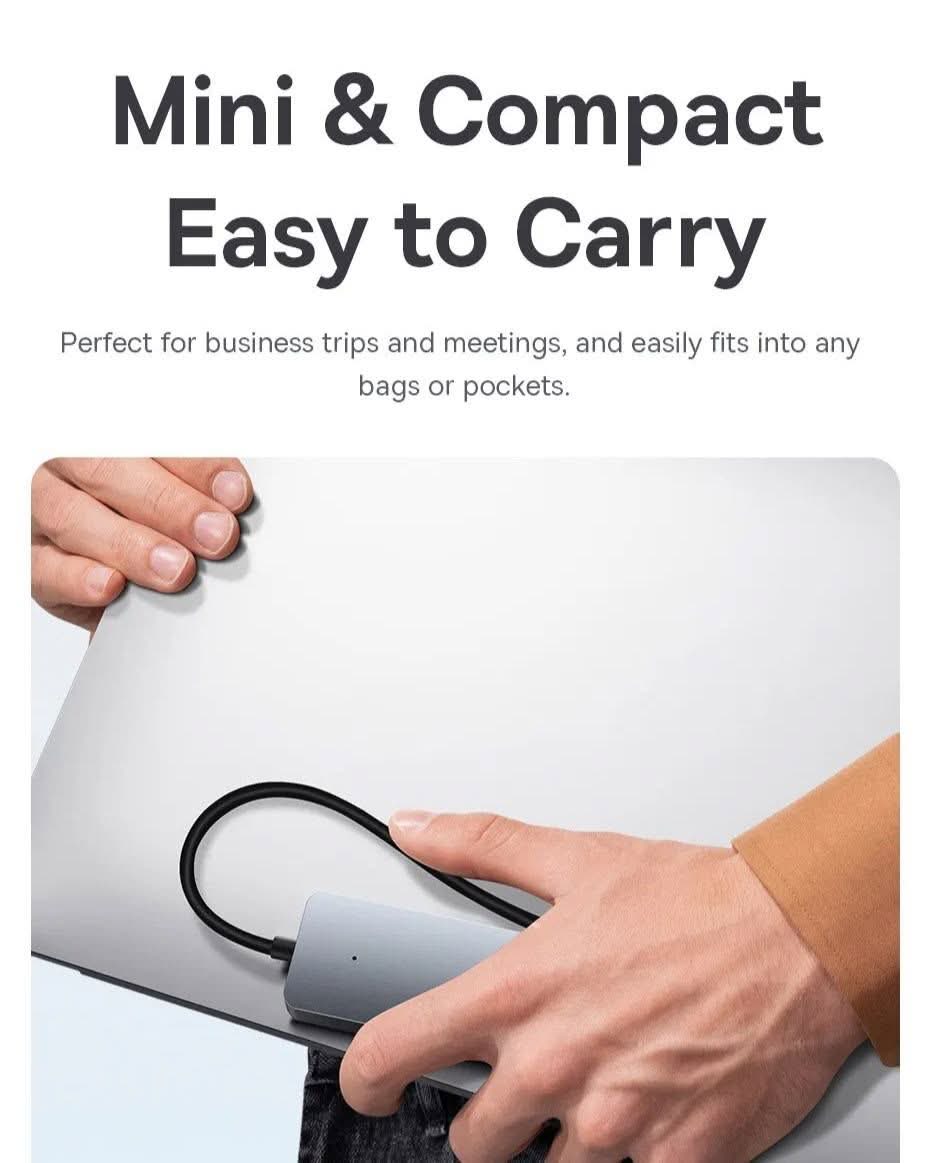 Hub USB 4 em 1 Baseus de Alta Velocidade com Múltiplas Portas