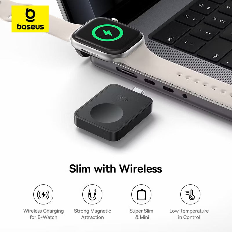 Carregador Magnético Baseus para Apple Watch – Ultra Slim, Rápido e Sem Fio